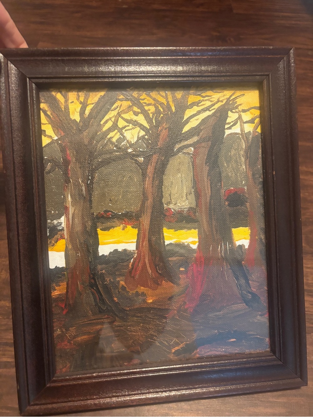 Framed painting unsigned street artist NYC vintage